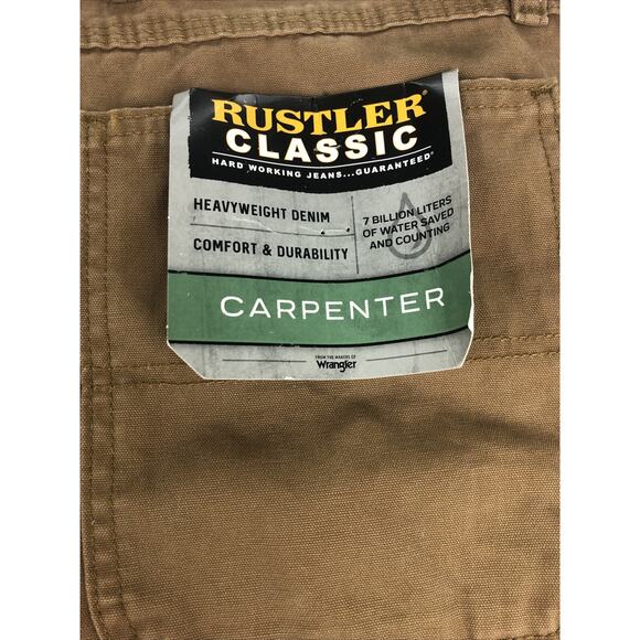 Wrangler Rustler Men's Carpenter Shorts Size 46 Loose Fit Canvas Denim Brown - Picture 16 of 16